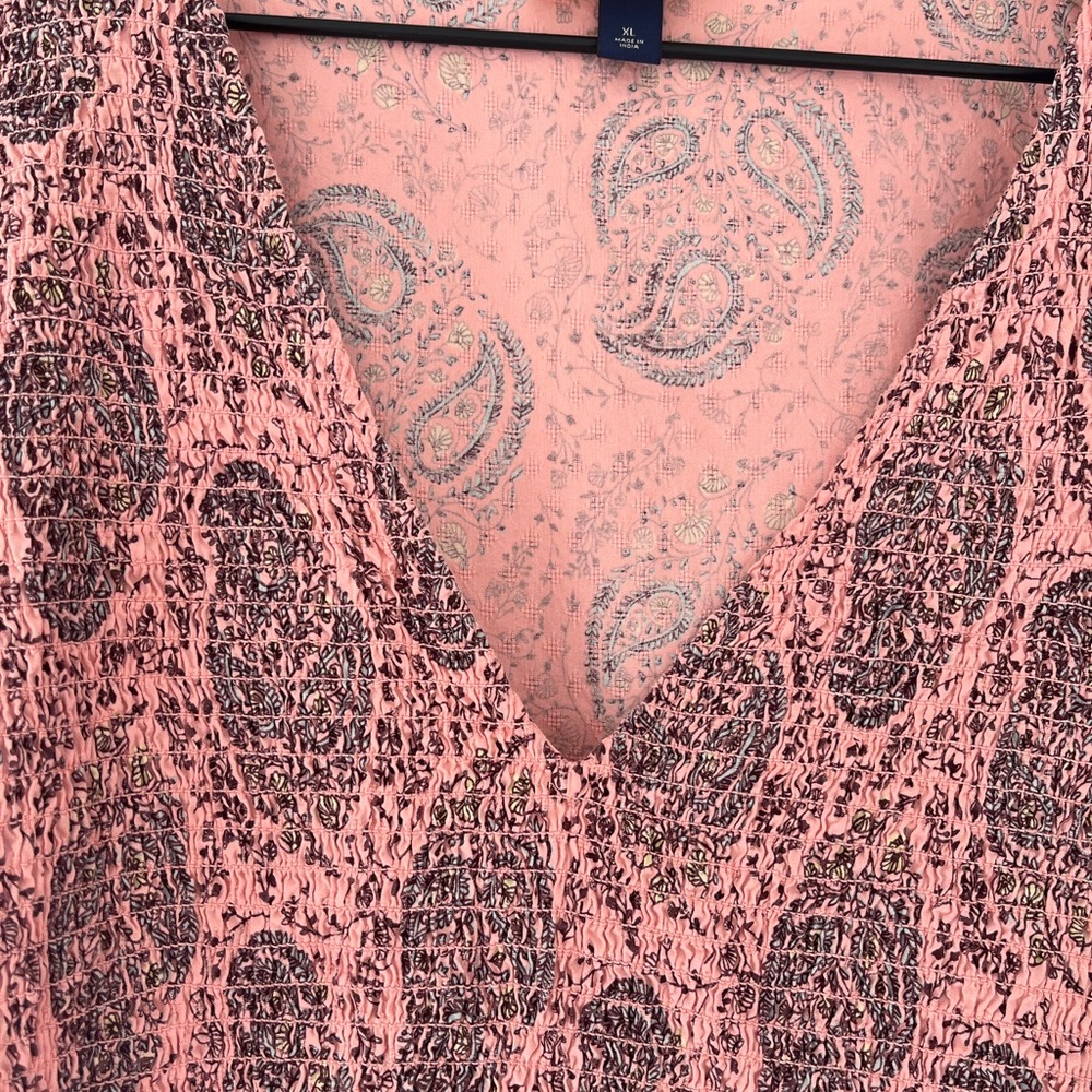 Universal Thread Coral Pink Paisley Print Puff Sleeve Midi Dress - Picture 4 of 6